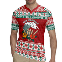 Shaka Sign Skull Mele Kalikimaka Personalized Rugby Jersey Hawaiian Quilt Pattern - Polynesian Pride