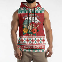 Shaka Sign Skull Mele Kalikimaka Personalized Sleeveless Zip Hoodie Hawaiian Quilt Pattern - Polynesian Pride