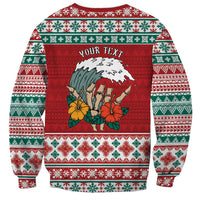 Shaka Sign Skull Mele Kalikimaka Personalized Sweatshirt Hawaiian Quilt Pattern - Polynesian Pride