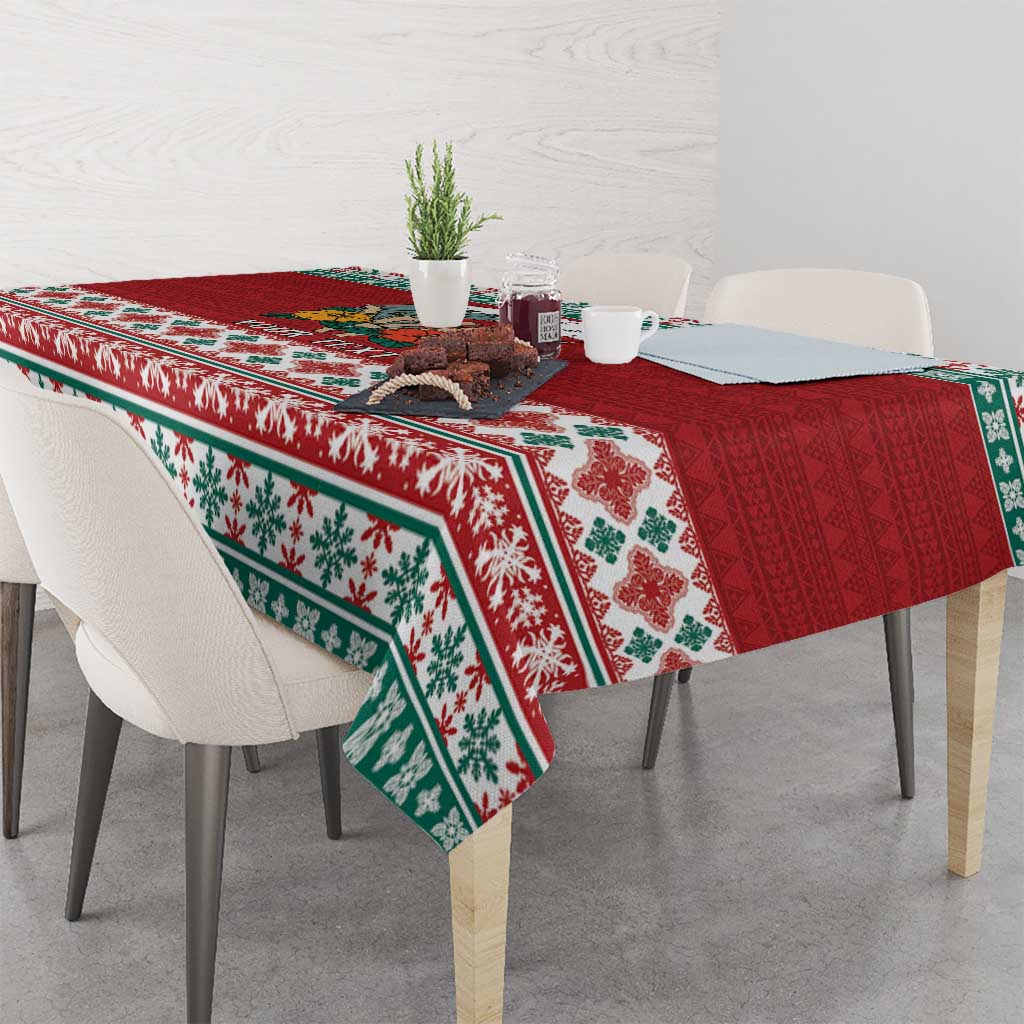 Shaka Sign Skull Mele Kalikimaka Personalized Tablecloth Hawaiian Quilt Pattern - Polynesian Pride