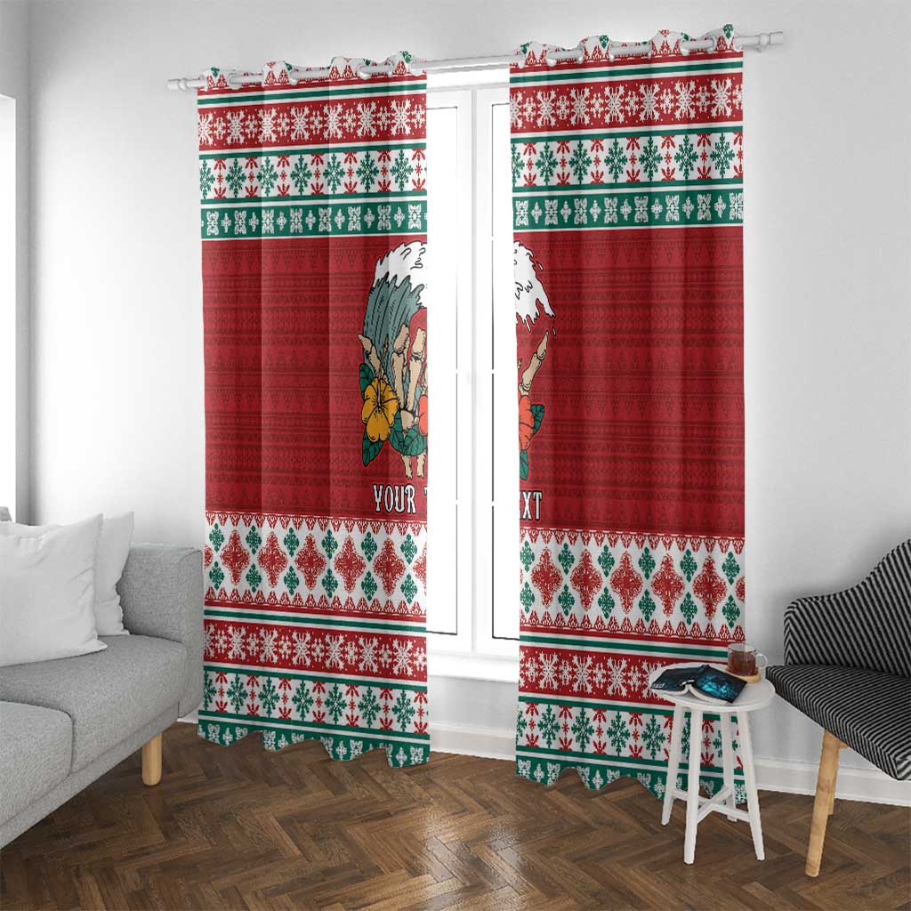 Shaka Sign Skull Mele Kalikimaka Personalized Window Curtain Hawaiian Quilt Pattern - Polynesian Pride