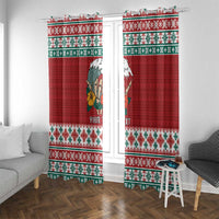 Shaka Sign Skull Mele Kalikimaka Personalized Window Curtain Hawaiian Quilt Pattern - Polynesian Pride