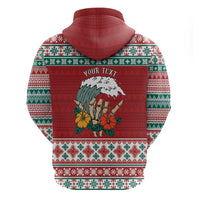 Shaka Sign Skull Mele Kalikimaka Personalized Zip Hoodie Hawaiian Quilt Pattern - Polynesian Pride