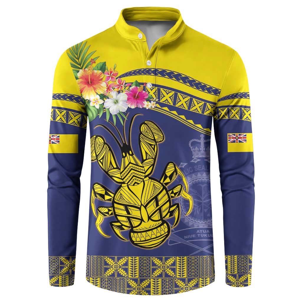 Niue Coconut Crab Button Sweatshirt Rock of Polynesia LT9 Gold - Polynesian Pride