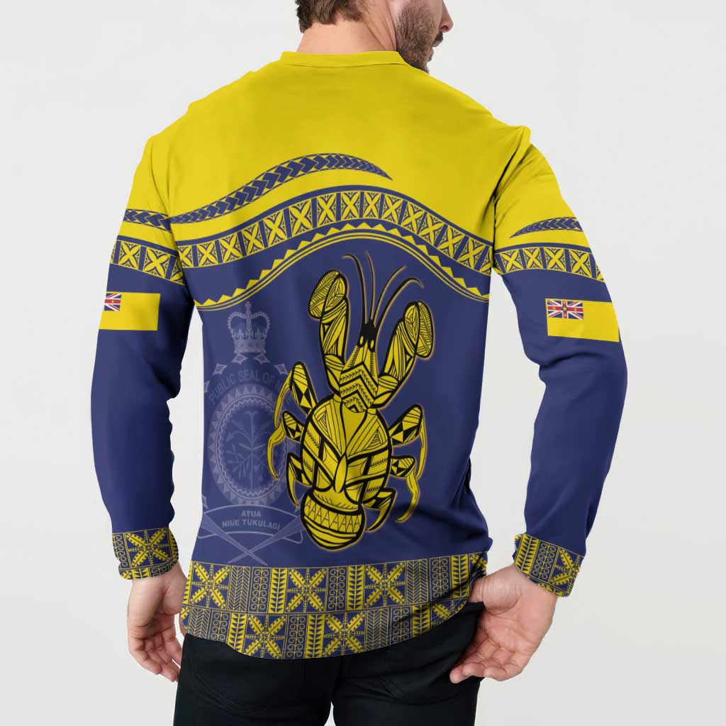 Niue Coconut Crab Button Sweatshirt Rock of Polynesia LT9 - Polynesian Pride