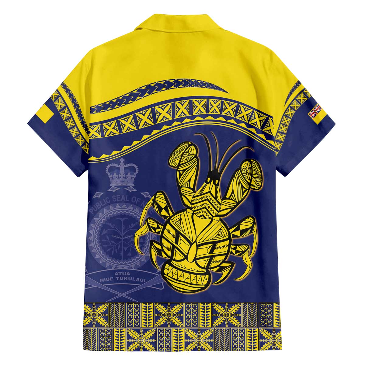 Niue Coconut Crab Family Matching Off The Shoulder Long Sleeve Dress and Hawaiian Shirt Rock of Polynesia