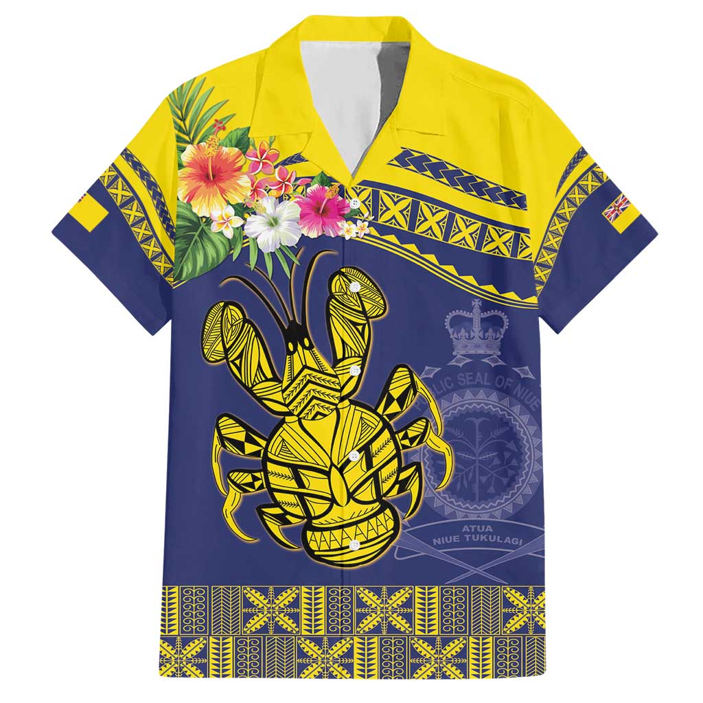 Niue Coconut Crab Hawaiian Shirt Rock of Polynesia LT9 Gold - Polynesian Pride
