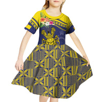 Niue Coconut Crab Kid Short Sleeve Dress Rock of Polynesia