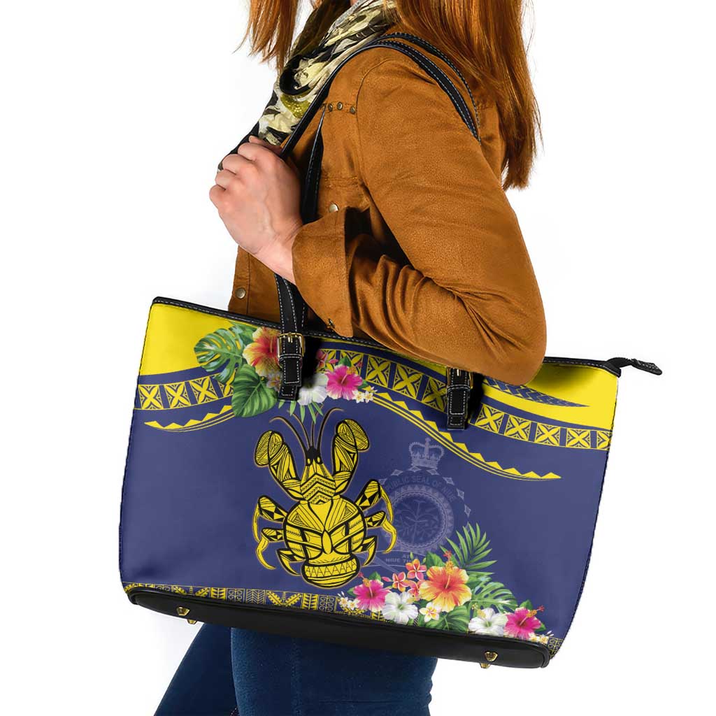 Niue Coconut Crab Leather Tote Bag Rock of Polynesia LT9 Gold - Polynesian Pride