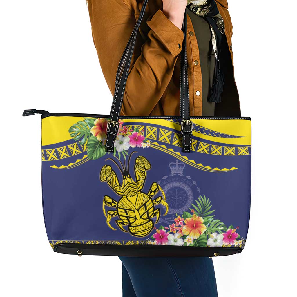 Niue Coconut Crab Leather Tote Bag Rock of Polynesia LT9 - Polynesian Pride