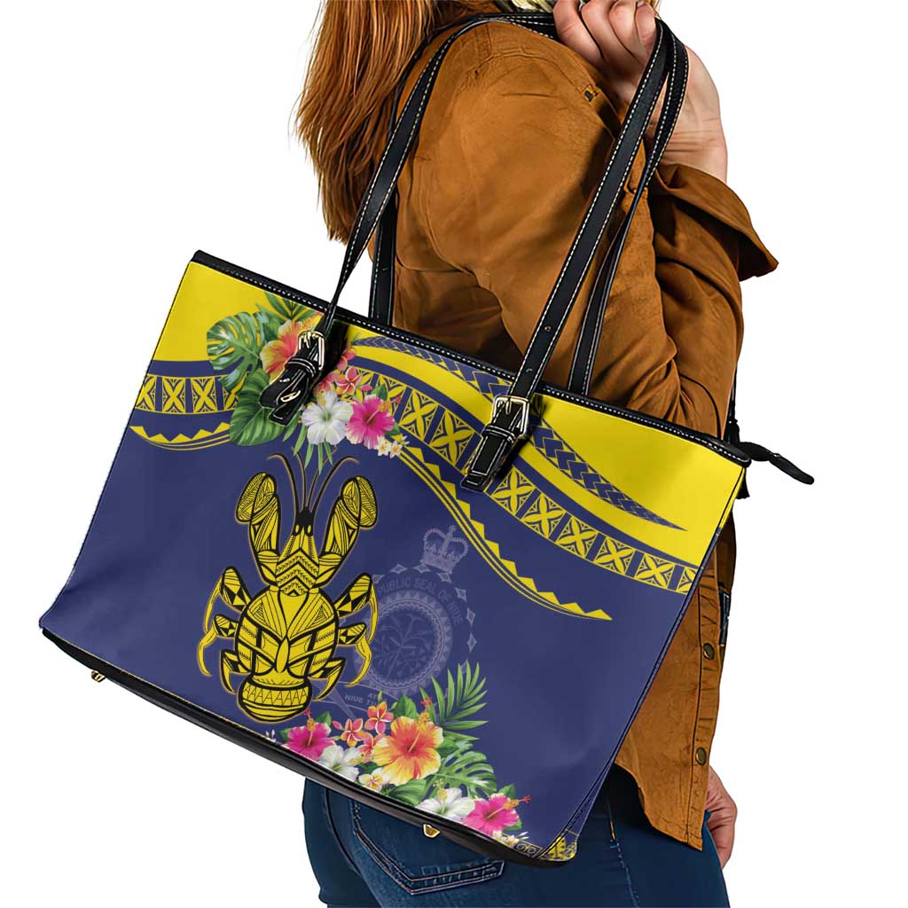 Niue Coconut Crab Leather Tote Bag Rock of Polynesia LT9 - Polynesian Pride