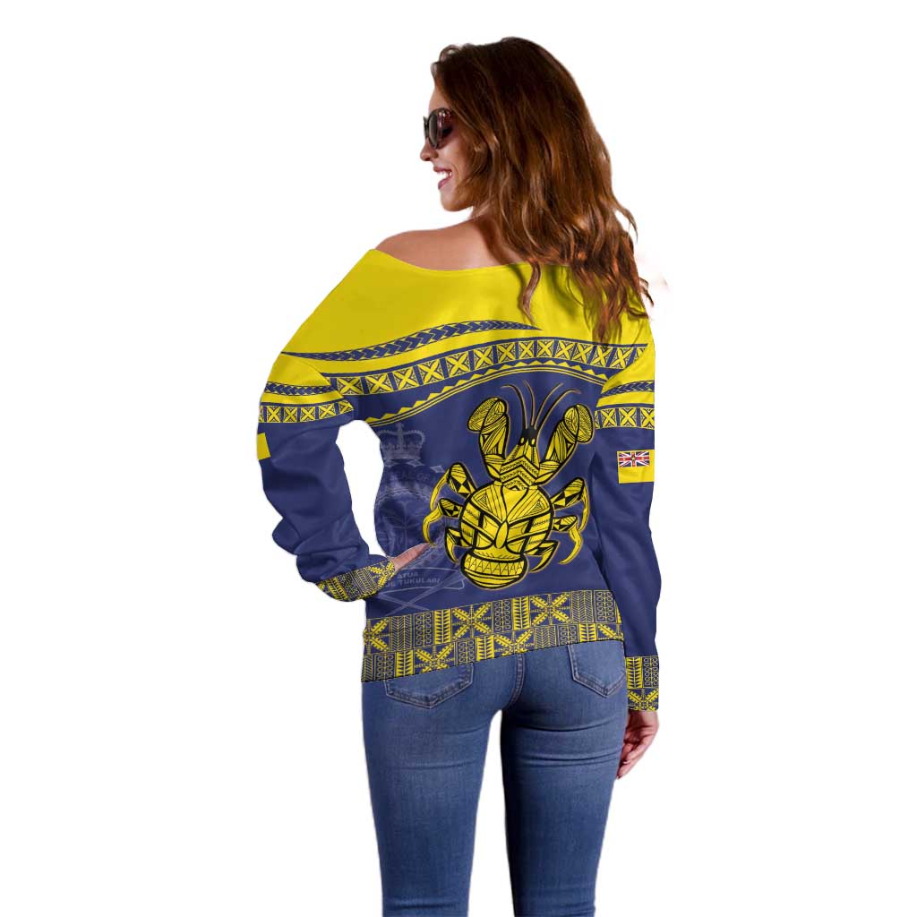 Niue Coconut Crab Off Shoulder Sweater Rock of Polynesia
