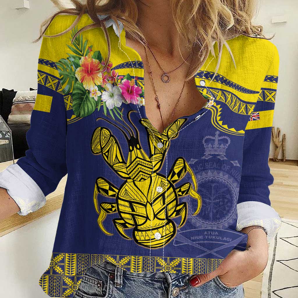 Niue Coconut Crab Women Casual Shirt Rock of Polynesia