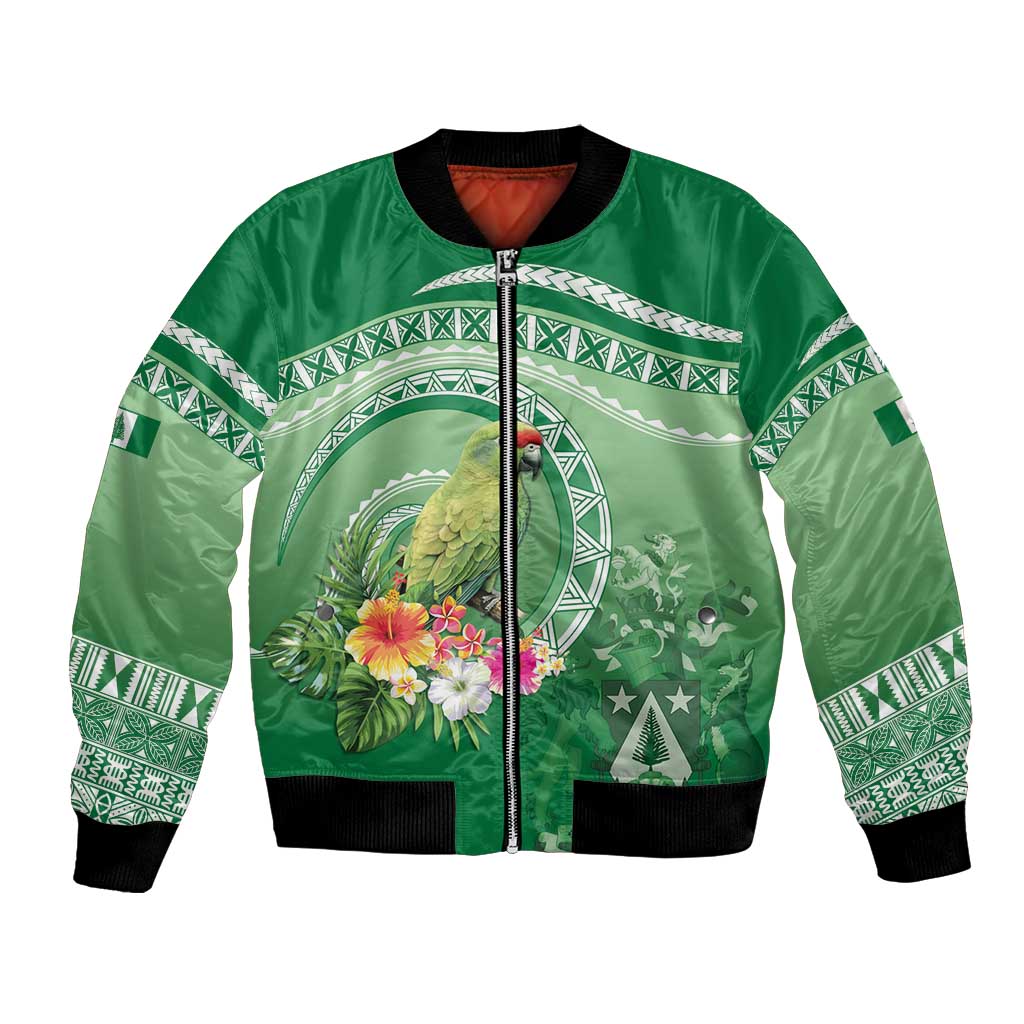 Norfolk Parakeet Tropical Bomber Jacket Norfolk Island Tribal Pattern