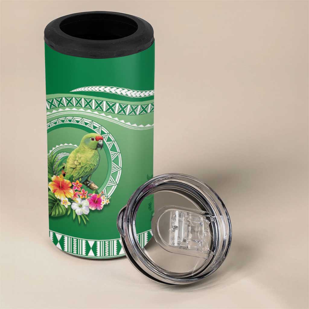 Norfolk Parakeet Tropical 4 in 1 Can Cooler Tumbler Norfolk Island Tribal Pattern