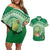 Norfolk Parakeet Tropical Couples Matching Off Shoulder Short Dress and Hawaiian Shirt Norfolk Island Tribal Pattern