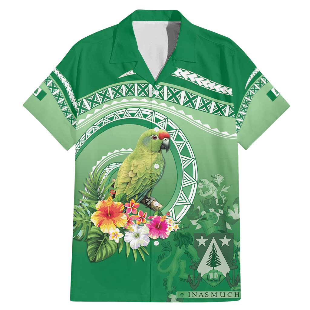 Norfolk Parakeet Tropical Family Matching Mermaid Dress and Hawaiian Shirt Norfolk Island Tribal Pattern