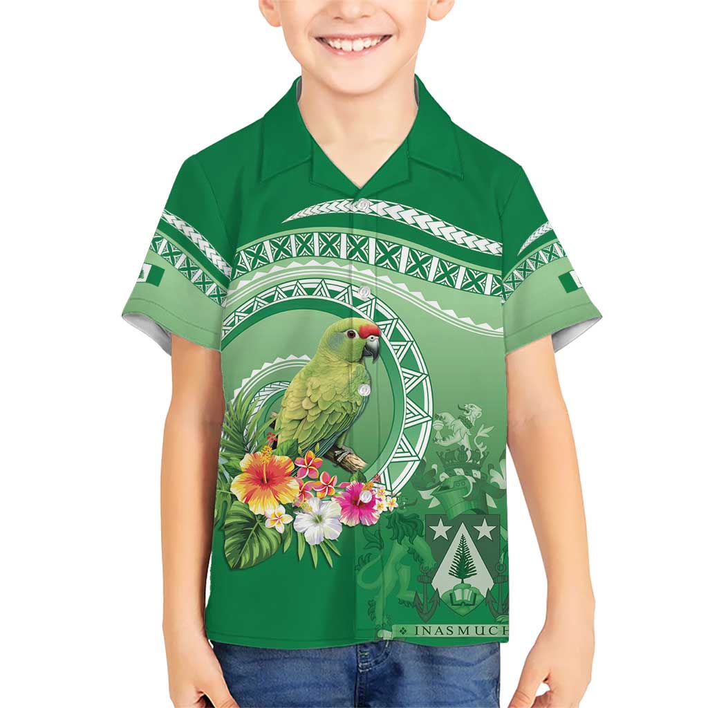 Norfolk Parakeet Tropical Kid Hawaiian Shirt Norfolk Island Tribal Pattern