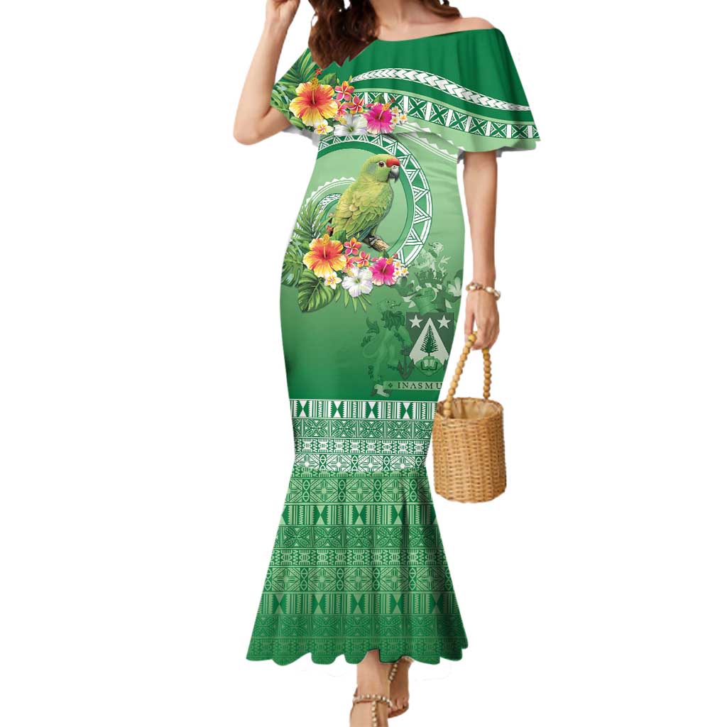 Norfolk Parakeet Tropical Mermaid Dress Norfolk Island Tribal Pattern