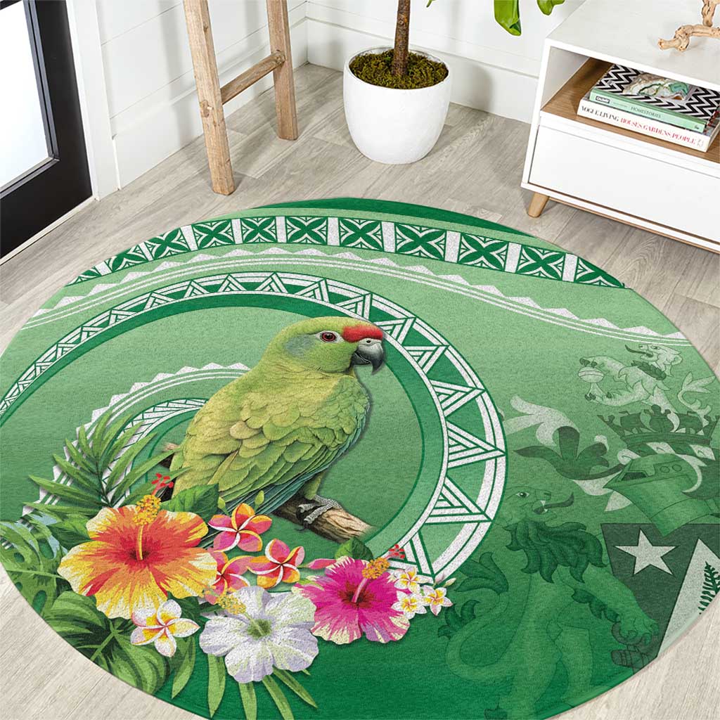 Norfolk Parakeet Tropical Round Carpet Norfolk Island Tribal Pattern