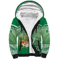 Norfolk Parakeet Tropical Sherpa Hoodie Norfolk Island Tribal Pattern LT9 Unisex Green - Polynesian Pride