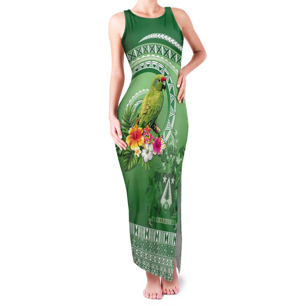 Norfolk Parakeet Tropical Tank Maxi Dress Norfolk Island Tribal Pattern