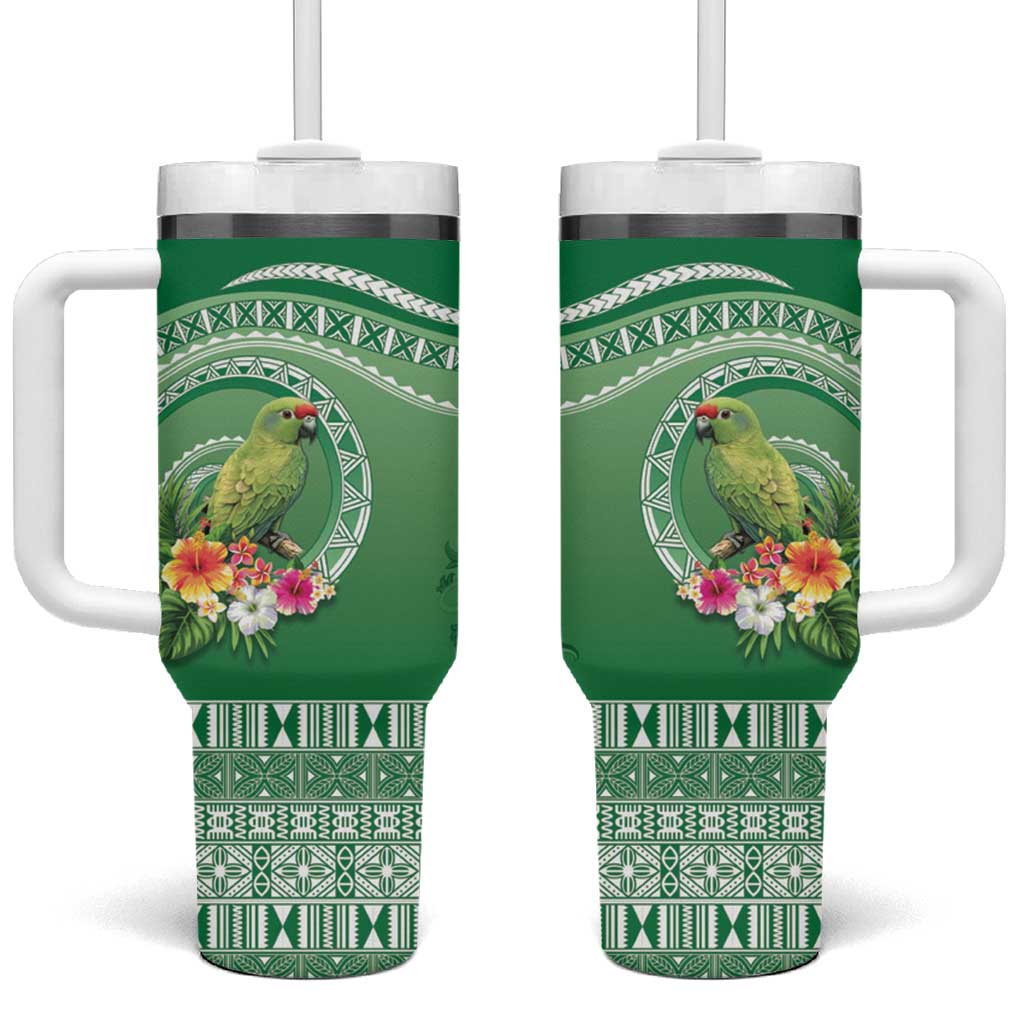 Norfolk Parakeet Tropical Tumbler With Handle Norfolk Island Tribal Pattern