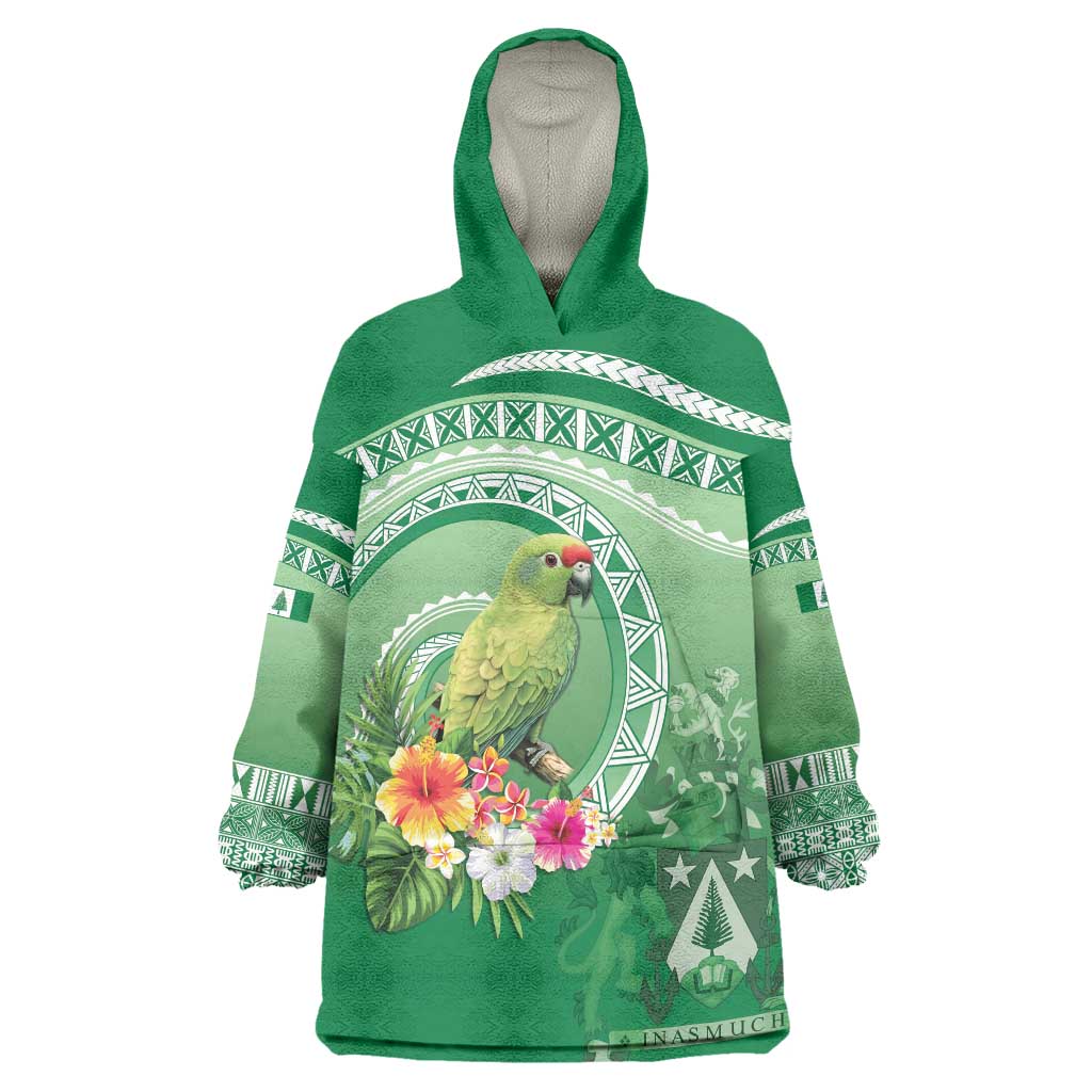 Norfolk Parakeet Tropical Wearable Blanket Hoodie Norfolk Island Tribal Pattern