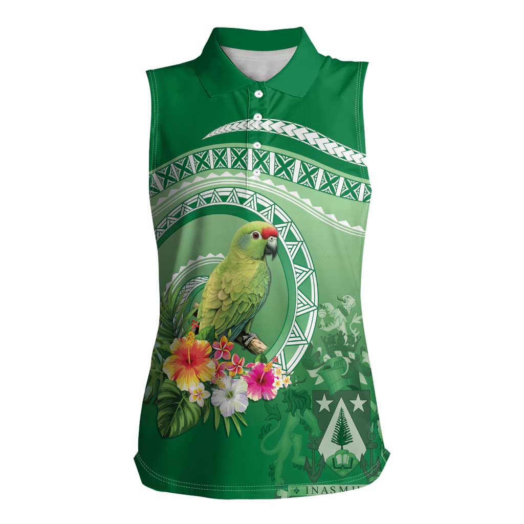 Norfolk Parakeet Tropical Women Sleeveless Polo Shirt Norfolk Island Tribal Pattern