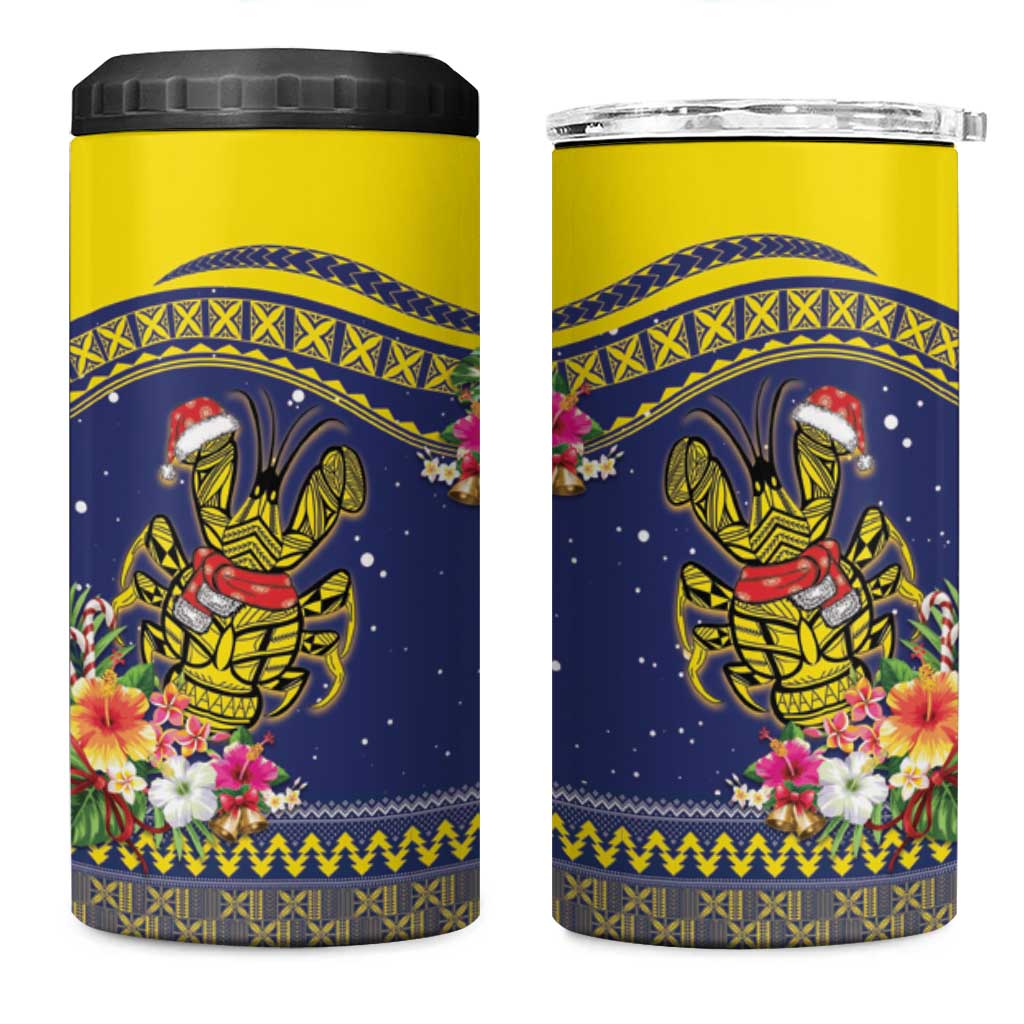 Monuina e Kilisimasi Niue Christmas 4 in 1 Can Cooler Tumbler Niuean Tribal Pattern