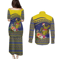 Monuina e Kilisimasi Niue Christmas Couples Matching Puletasi and Long Sleeve Button Shirt Niuean Tribal Pattern LT9 - Polynesian Pride