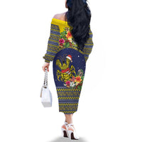 Monuina e Kilisimasi Niue Christmas Family Matching Off The Shoulder Long Sleeve Dress and Hawaiian Shirt Niuean Tribal Pattern