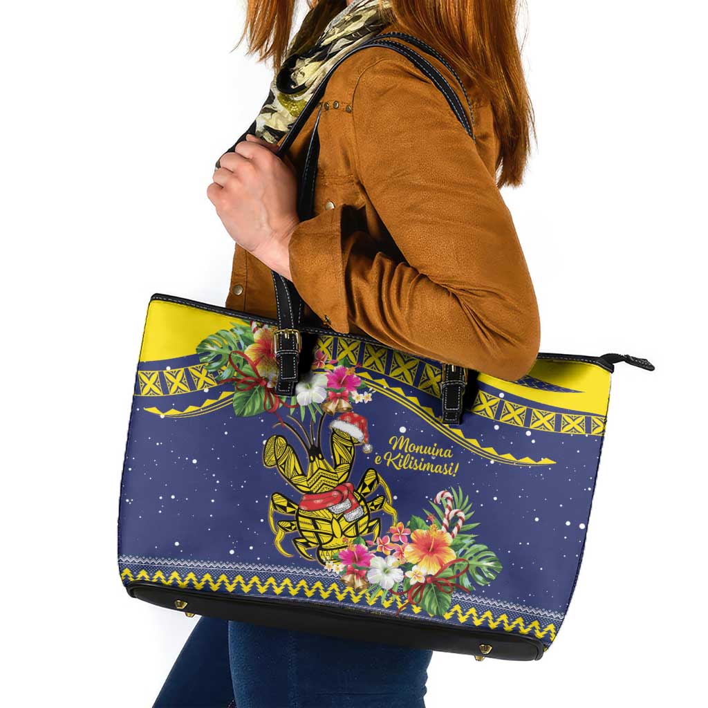 Monuina e Kilisimasi Niue Christmas Leather Tote Bag Niuean Tribal Pattern LT9 Gold - Polynesian Pride