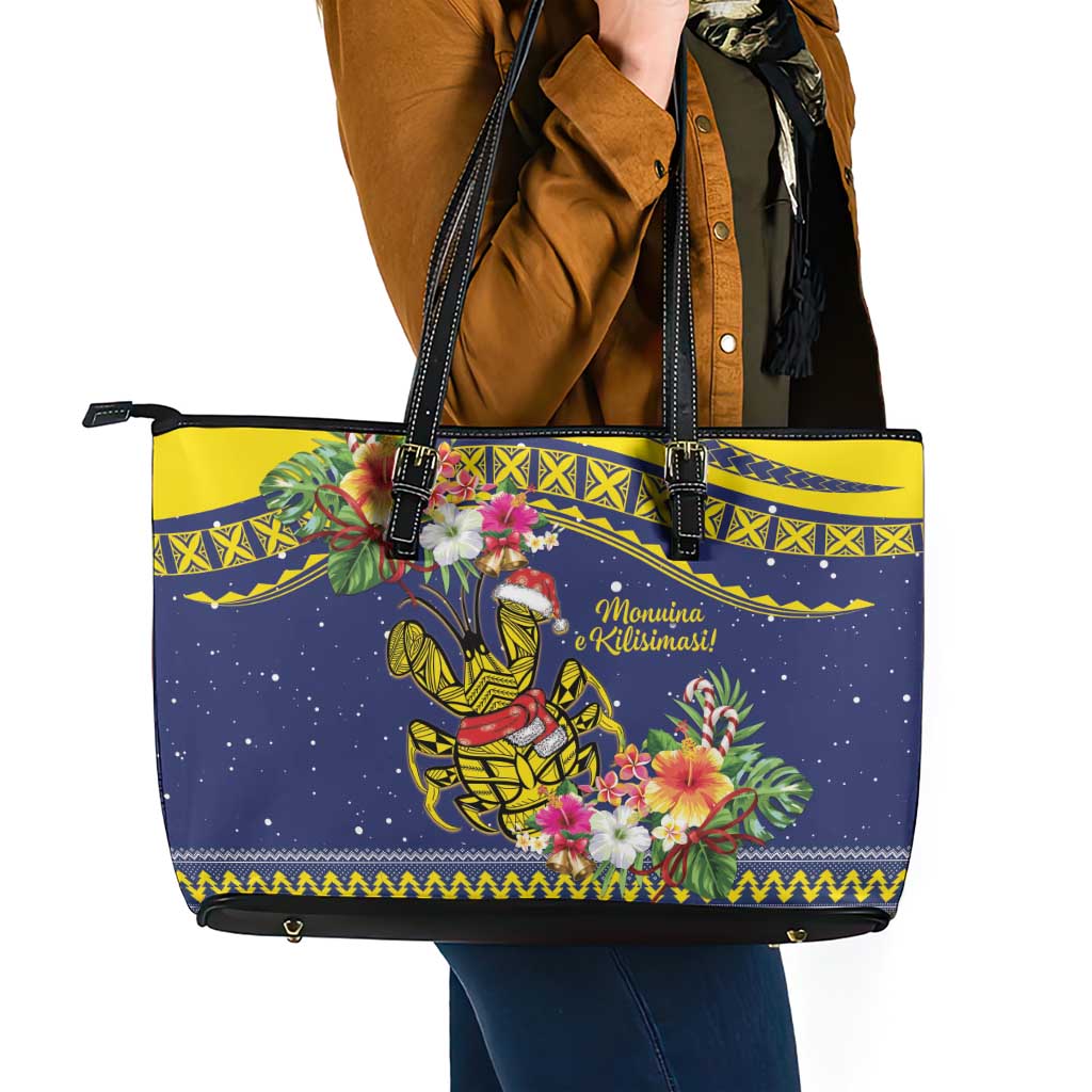 Monuina e Kilisimasi Niue Christmas Leather Tote Bag Niuean Tribal Pattern LT9 - Polynesian Pride