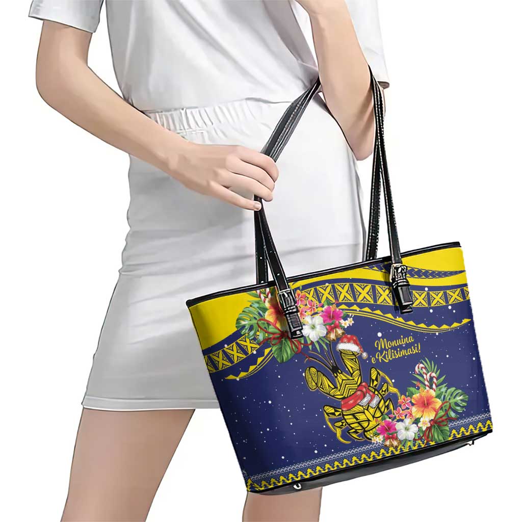 Monuina e Kilisimasi Niue Christmas Leather Tote Bag Niuean Tribal Pattern LT9 - Polynesian Pride