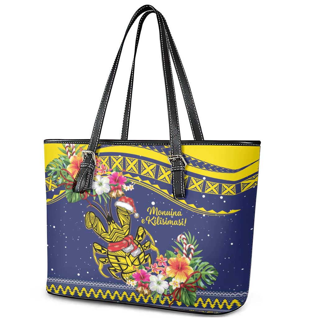 Monuina e Kilisimasi Niue Christmas Leather Tote Bag Niuean Tribal Pattern LT9 - Polynesian Pride