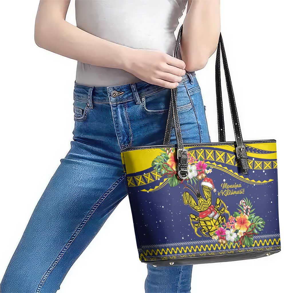 Monuina e Kilisimasi Niue Christmas Leather Tote Bag Niuean Tribal Pattern LT9 - Polynesian Pride