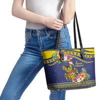 Monuina e Kilisimasi Niue Christmas Leather Tote Bag Niuean Tribal Pattern LT9 - Polynesian Pride