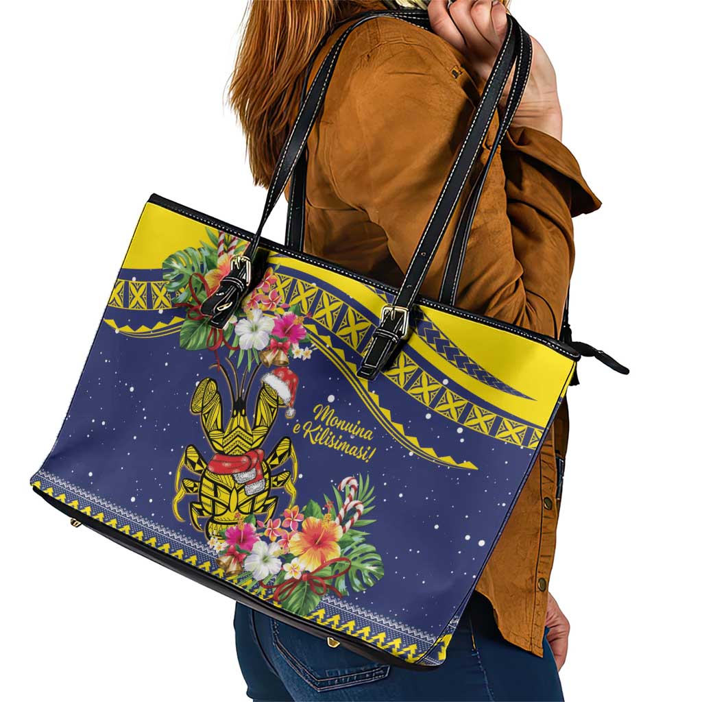 Monuina e Kilisimasi Niue Christmas Leather Tote Bag Niuean Tribal Pattern LT9 - Polynesian Pride
