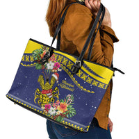 Monuina e Kilisimasi Niue Christmas Leather Tote Bag Niuean Tribal Pattern LT9 - Polynesian Pride