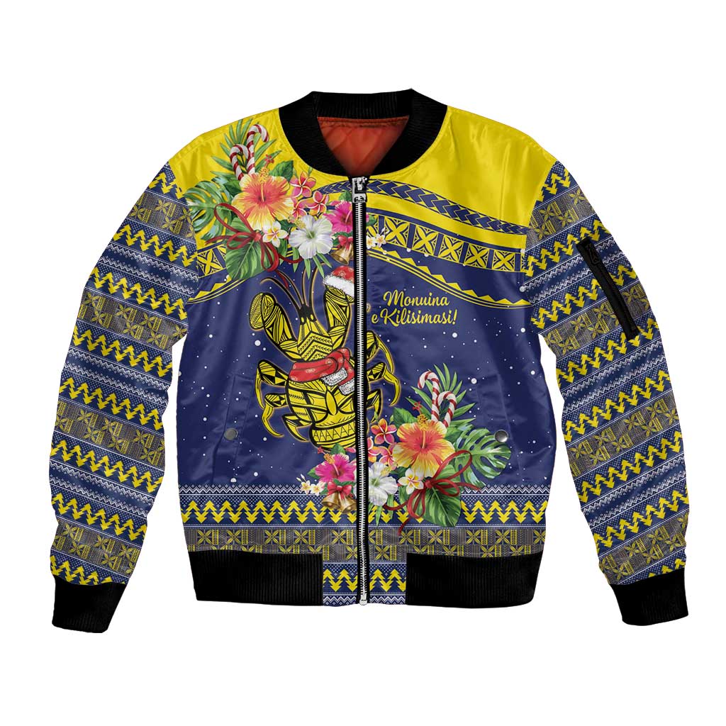 Monuina e Kilisimasi Niue Christmas Sleeve Zip Bomber Jacket Niuean Tribal Pattern