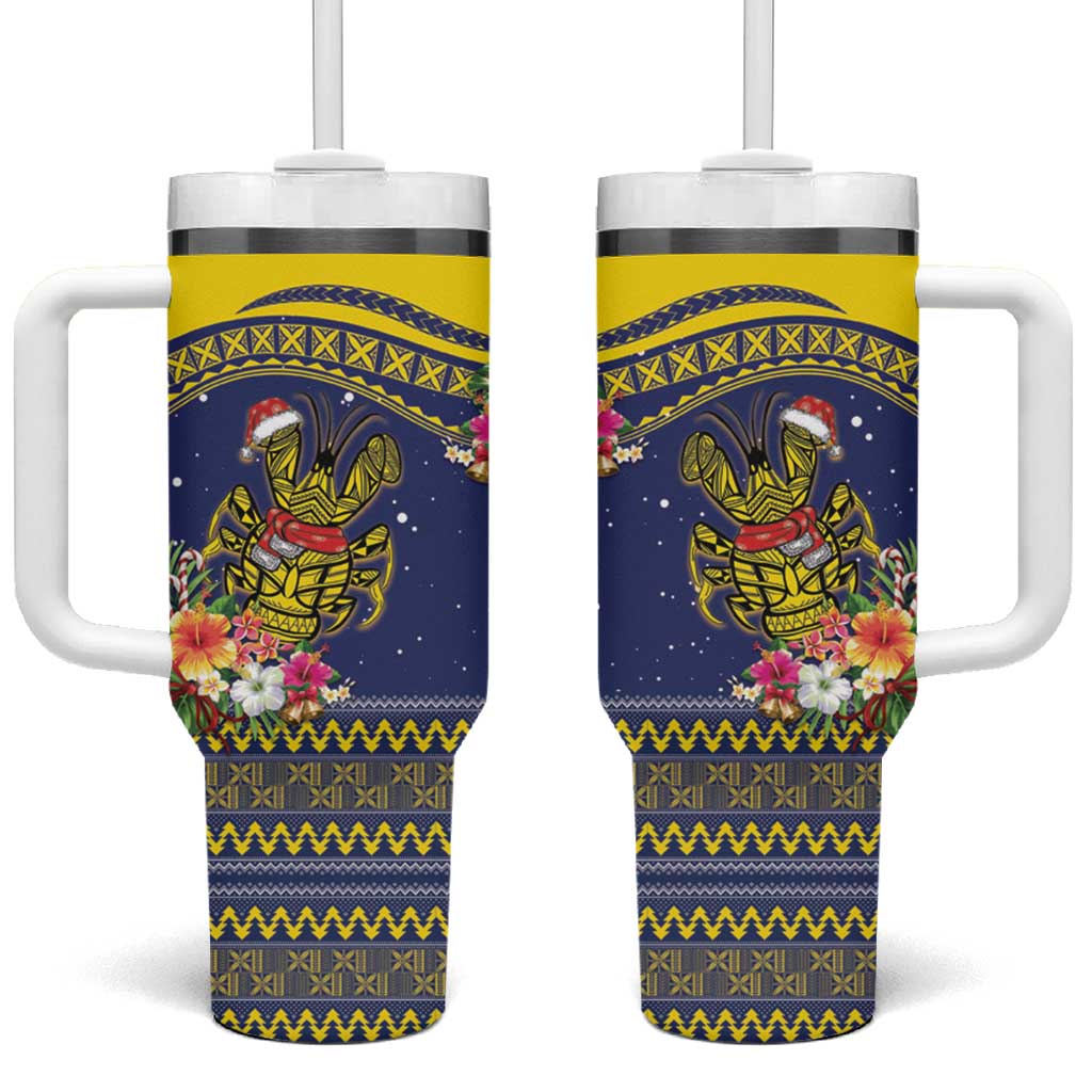 Monuina e Kilisimasi Niue Christmas Tumbler With Handle Niuean Tribal Pattern LT9 One Size: 40 oz Gold - Polynesian Pride