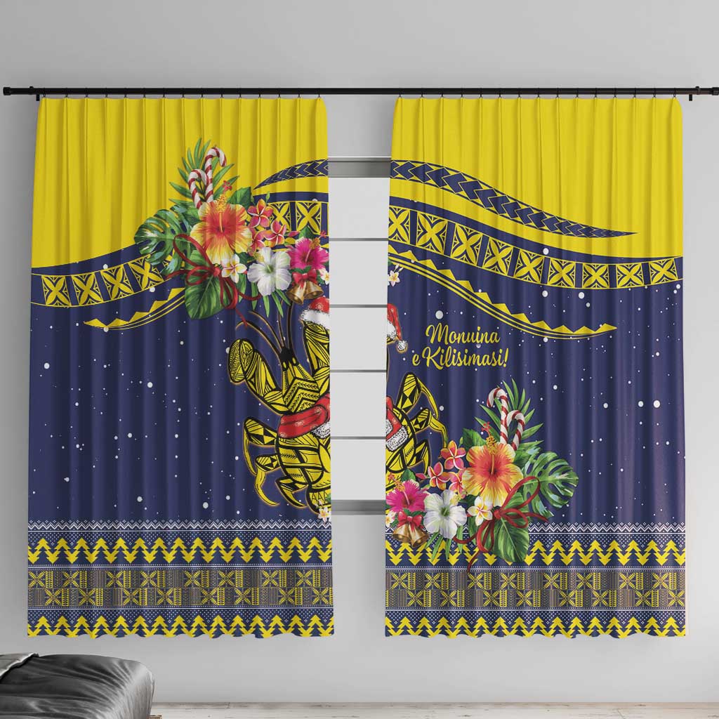 Monuina e Kilisimasi Niue Christmas Window Curtain Niuean Tribal Pattern LT9 With Hooks Gold - Polynesian Pride