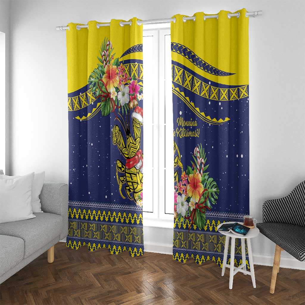 Monuina e Kilisimasi Niue Christmas Window Curtain Niuean Tribal Pattern LT9 With Grommets Gold - Polynesian Pride