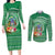 Norfolk Island Pine Tree Christmas Couples Matching Long Sleeve Bodycon Dress and Long Sleeve Button Shirt Coat of Arm and Polynesian Pattern