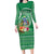 Norfolk Island Pine Tree Christmas Long Sleeve Bodycon Dress Coat of Arm and Polynesian Pattern