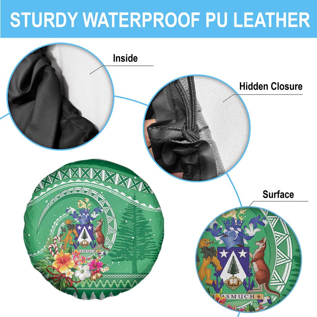 Norfolk Island Pine Tree Christmas Spare Tire Cover Coat of Arm and Polynesian Pattern