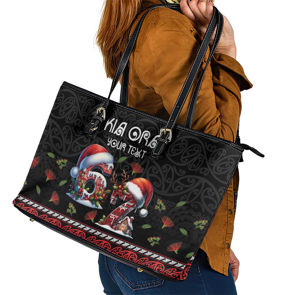 Aotearoa Six Seven Personalized Leather Tote Bag New Zealand Funny Christmas - Polynesian Pride