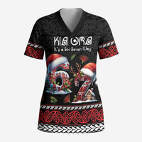 Aotearoa Six Seven Personalized Scrub Top New Zealand Funny Christmas LT9 Adult Red - Polynesian Pride