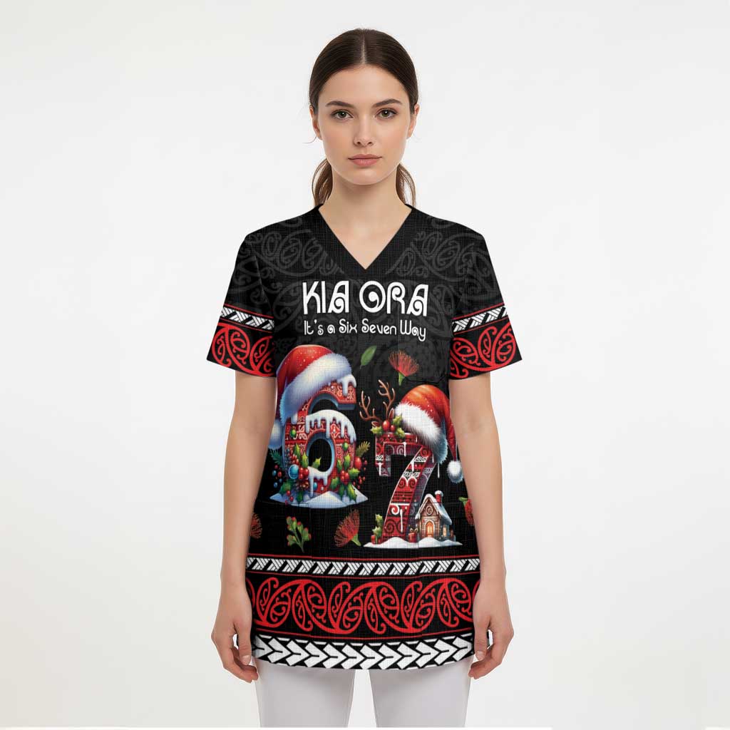 Aotearoa Six Seven Personalized Scrub Top New Zealand Funny Christmas LT9 - Polynesian Pride